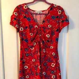 Red floral dress